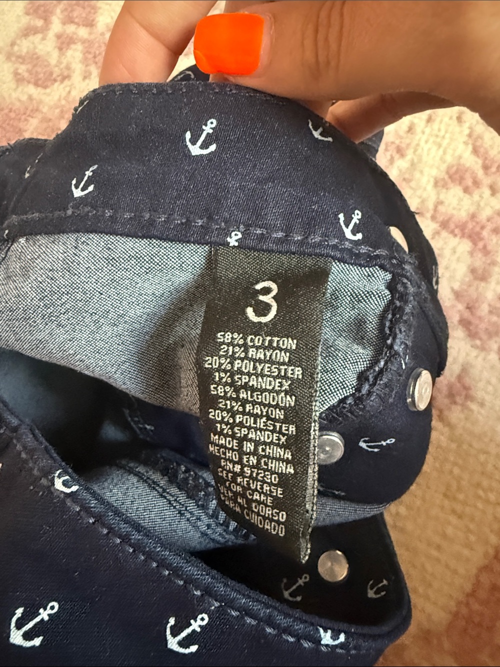 Almost Famous Navy Anchor-Print High-Waist Shorts - Picture 2 of 5